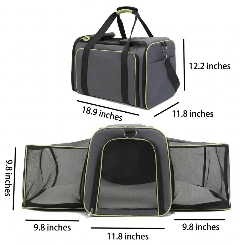 Expandable Pet Carrier Bag – Breathable Mesh, Foldable & Lightweight