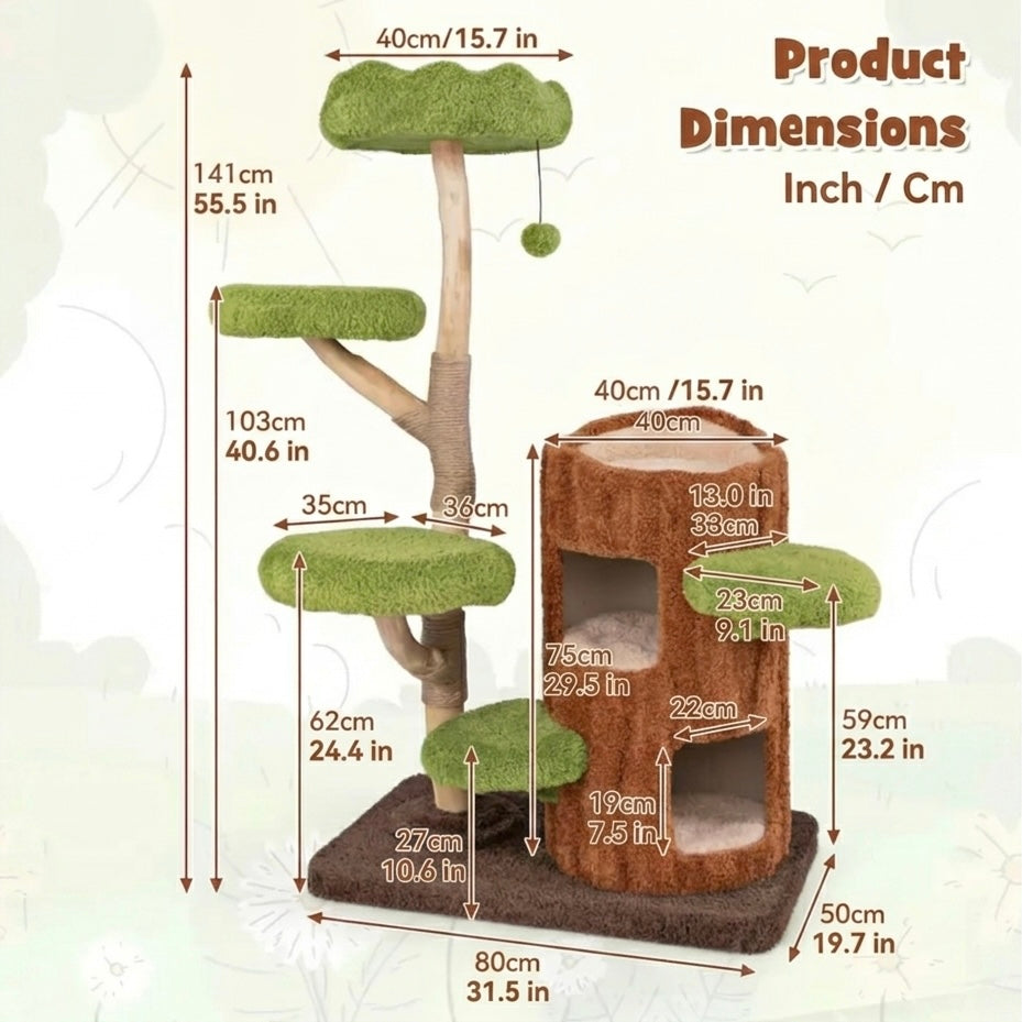 Purr-Perch | Cat Tree for Large Cats with Spacious Condo Nests | Multi-Level Cat Tower for Active Play and Relaxation
