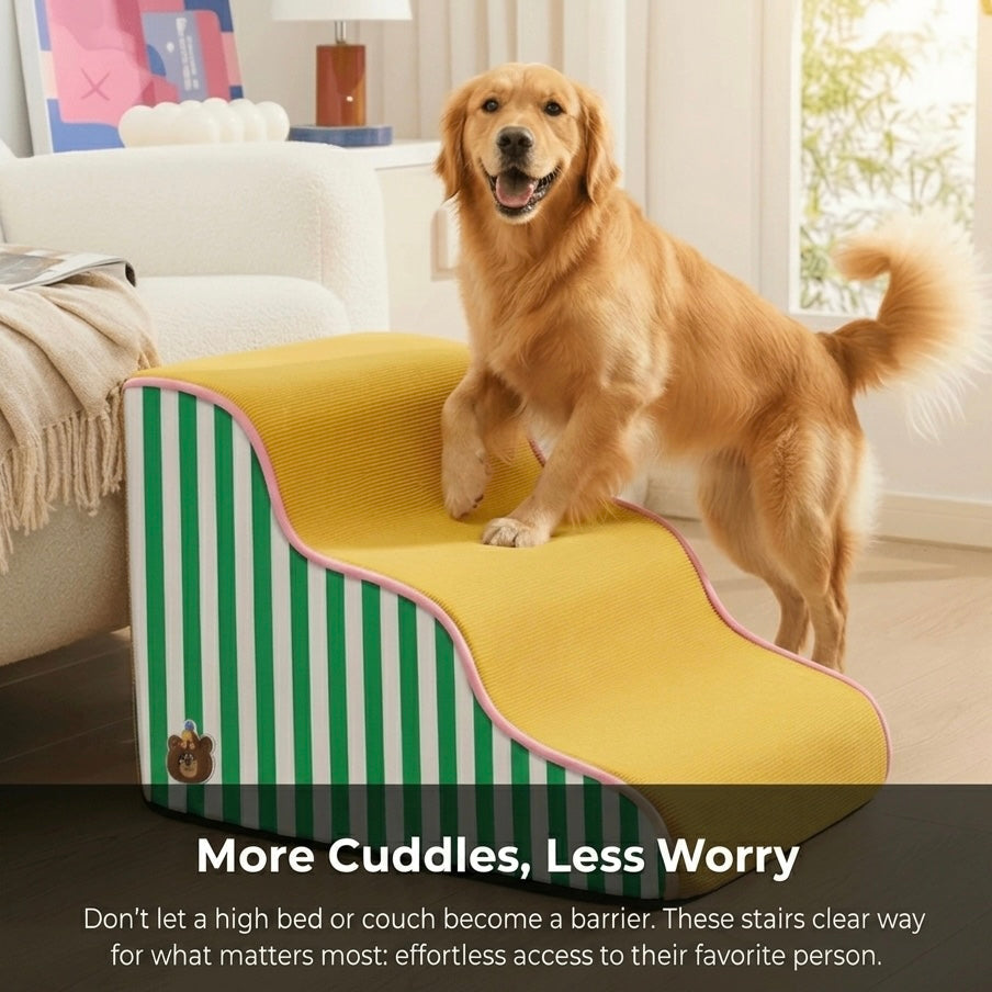 Orthopedic Dog Stairs – High-Density Foam & Non-Slip Base