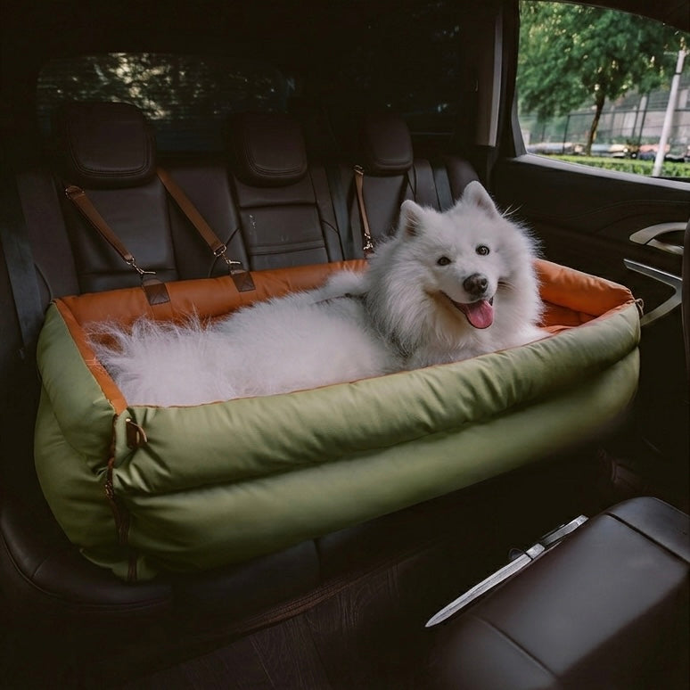 Dog Car Seat Booster – Faux Leather with Plush Padding & Non-Slip Base
