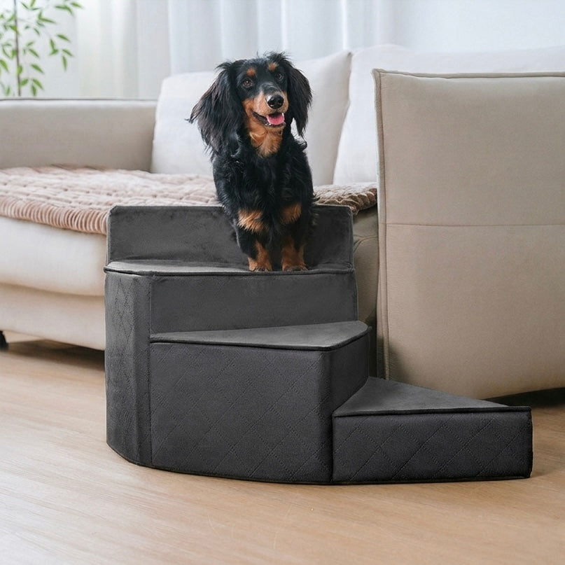 Spiral Dog Stairs – Water-Repellent Faux Leather & Joint-Friendly Sponge