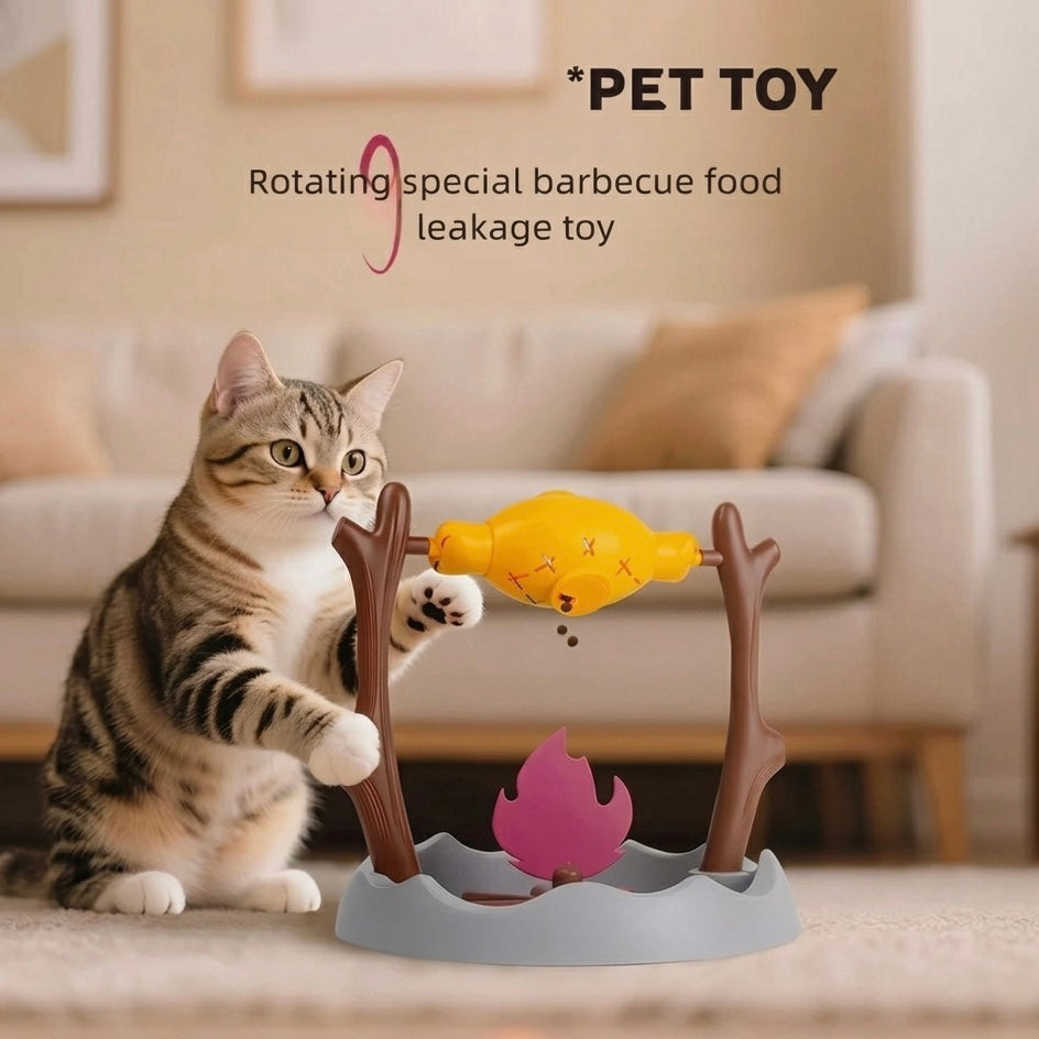 Interactive Cat Slow Feeder – Rotating Drumstick Dispenser with Adjustable Food Release