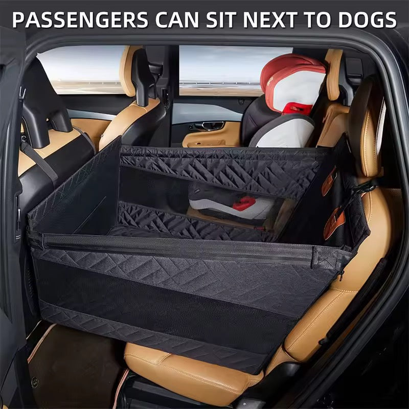 Car Seat Extender for Dogs – Hard Bottom & Waterproof with Adjustable Straps