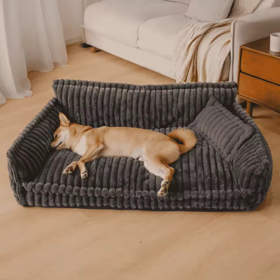 Orthopedic Dog Bed with Elevated Headrest & Joint Support