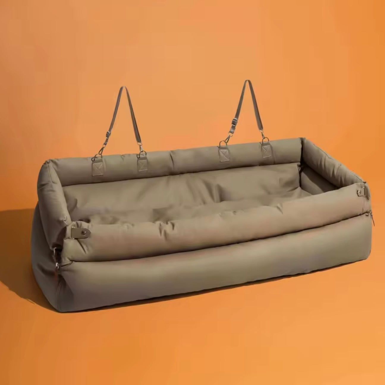 Dog Car Seat Booster – Faux Leather with Plush Padding & Non-Slip Base