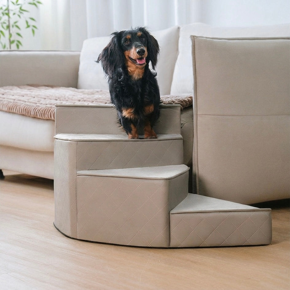 Spiral Dog Stairs – Water-Repellent Faux Leather & Joint-Friendly Sponge