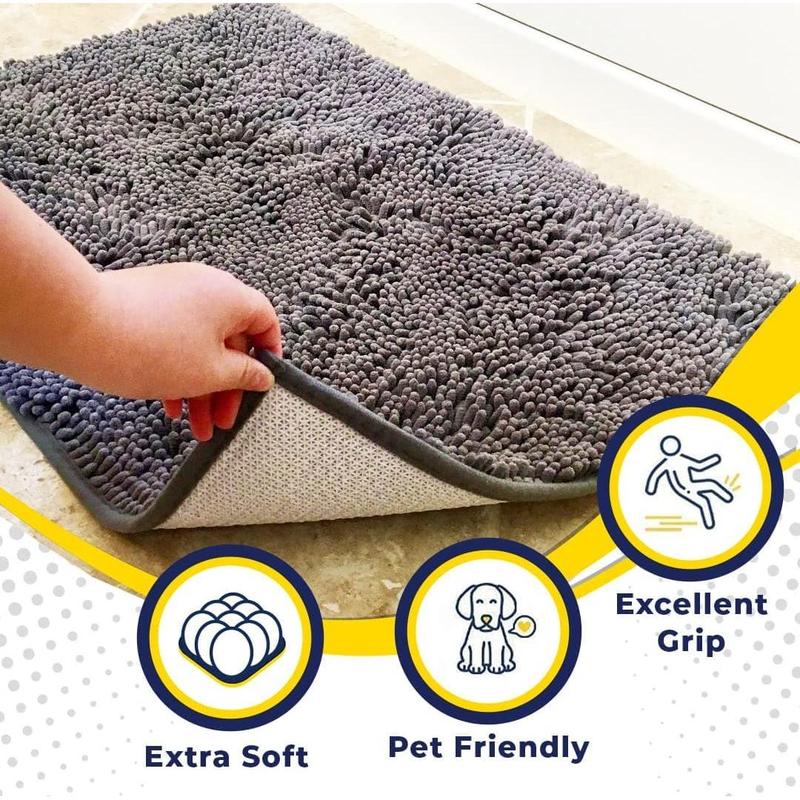 Absorbent Chenille Entryway Rug – Non-Slip TPR Backing & Machine Washable