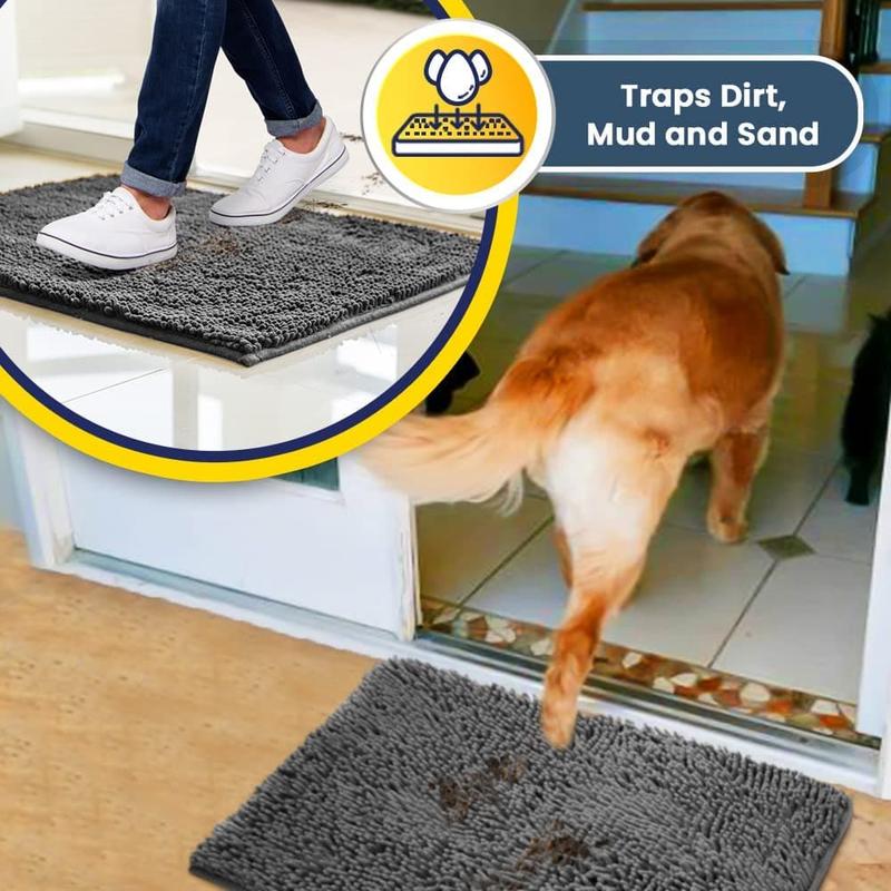 Absorbent Chenille Entryway Rug – Non-Slip TPR Backing & Machine Washable