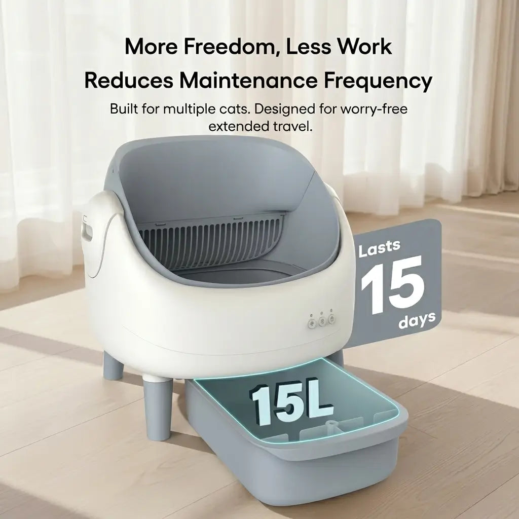 Automatic Self-Cleaning Cat Litter Box – 15L Capacity & Smart App Control
