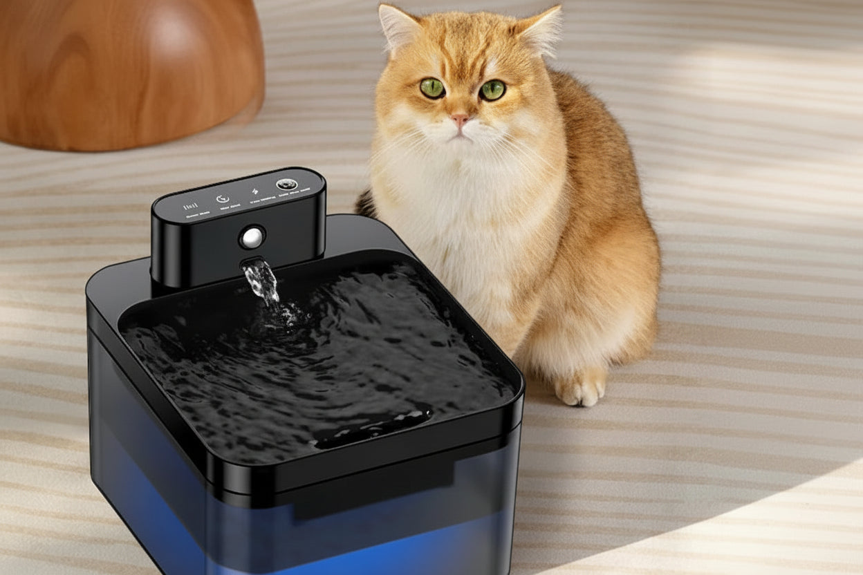 Automatic Cat Water Fountain | 2.2L | Infrared Sensor | USB-C Rechargeable | Quiet | Black