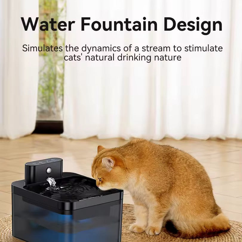 Automatic Cat Water Fountain | 2.2L | Infrared Sensor | USB-C Rechargeable | Quiet | Black
