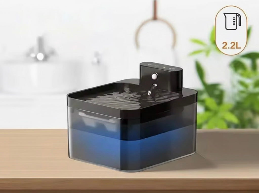 Automatic Cat Water Fountain | 2.2L | Infrared Sensor | USB-C Rechargeable | Quiet | Black