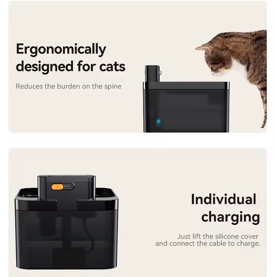 Automatic Cat Water Fountain | 2.2L | Infrared Sensor | USB-C Rechargeable | Quiet | Black