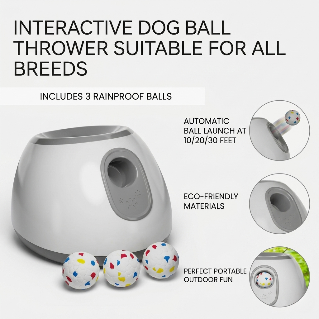 Automatic Dog Ball Launcher – 3 Distance Settings, Auto-Launch & US Plug Included