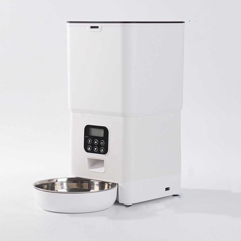 Automatic Pet Feeder with Bowl | Programmable Schedule | Battery Operated | White & Black | Cats & Dogs