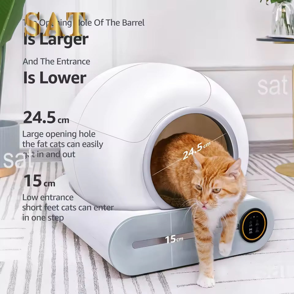 Automatic Self-Cleaning Cat Litter Box | App-Controlled | 65L | Wi-Fi | Includes 15 Litter Bags
