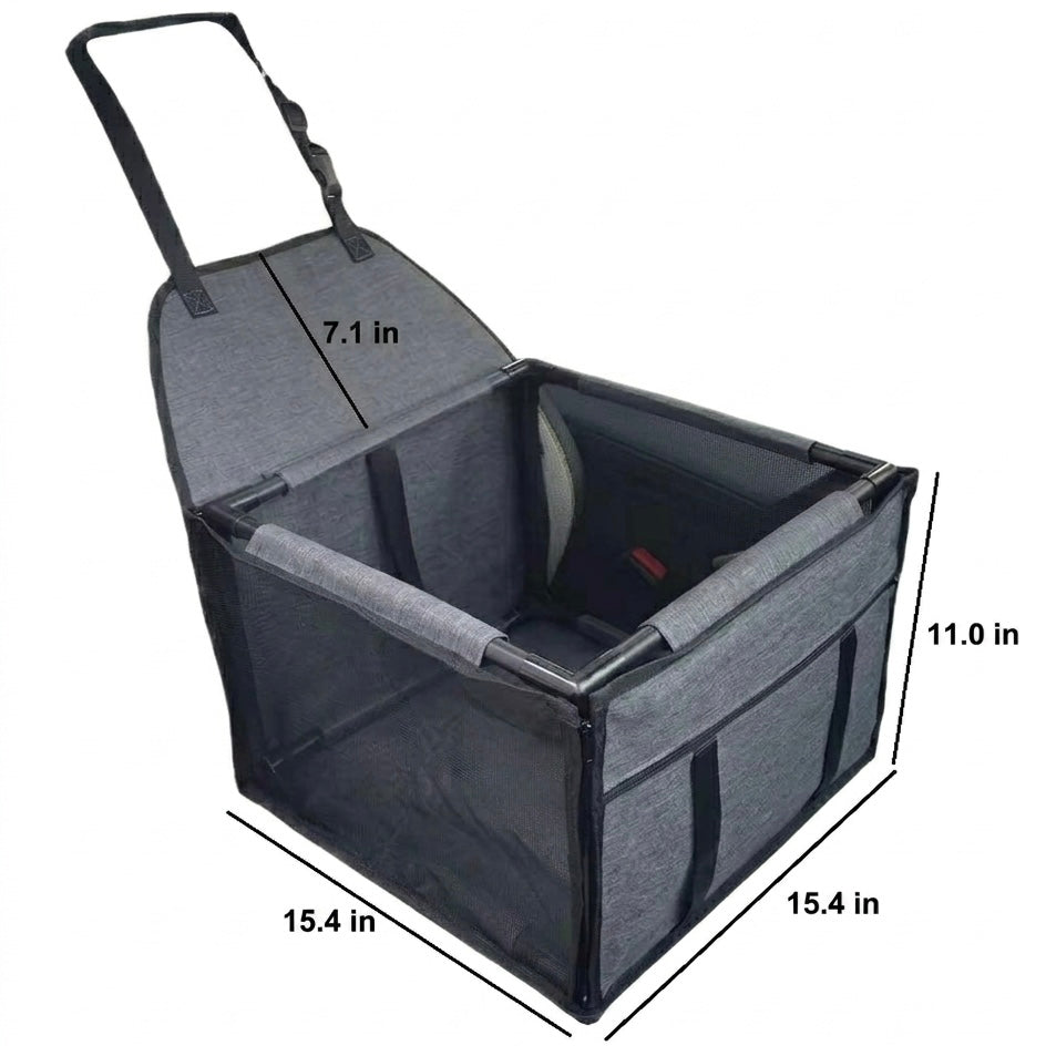 Elevated Dog Car Seat – Side Storage Pockets & Adjustable Straps for Small Dogs