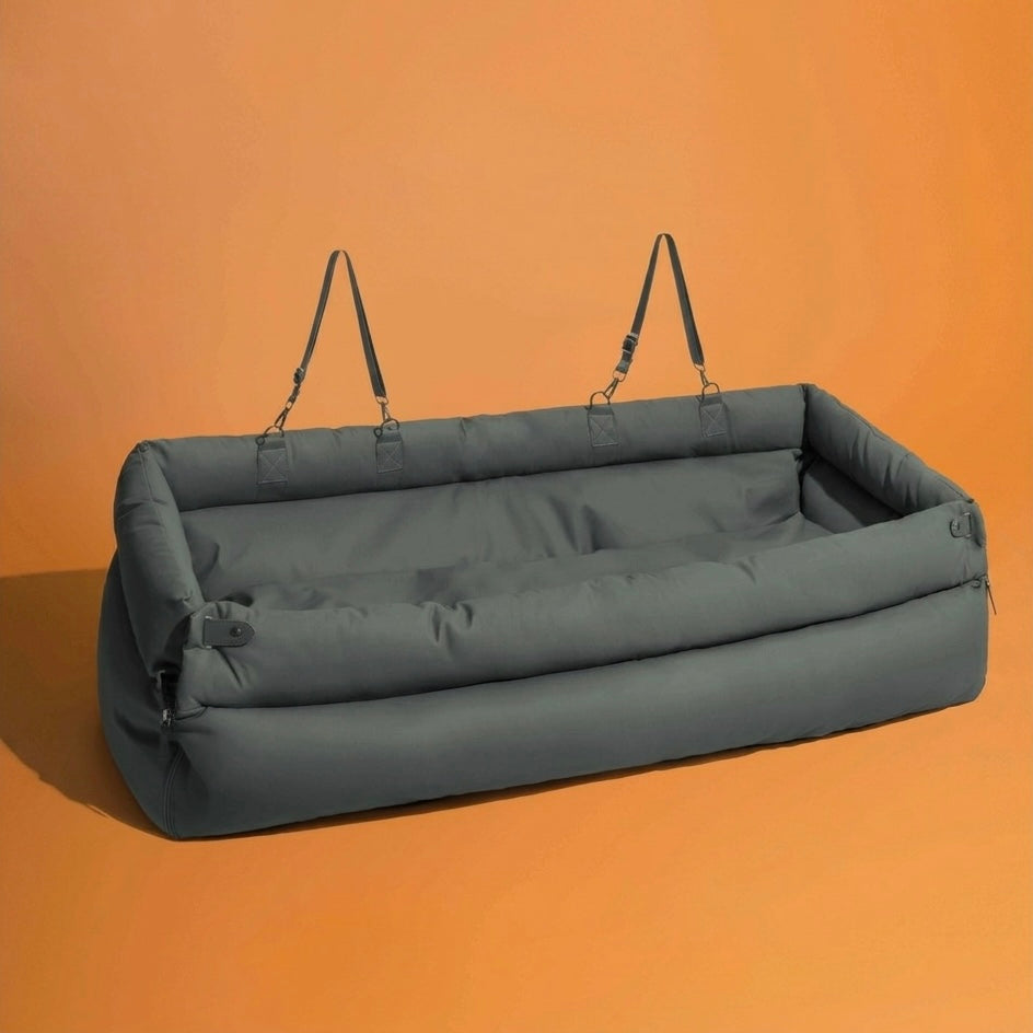 Dog Car Seat Booster – Faux Leather with Plush Padding & Non-Slip Base