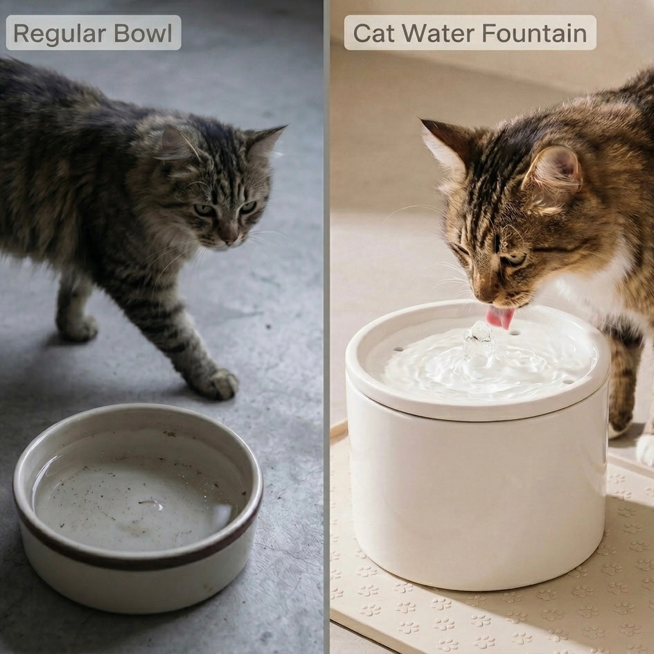 Ceramic Cat Water Fountain – 4-Layer Filtration, Ultra-Silent 20dB & USB Powered