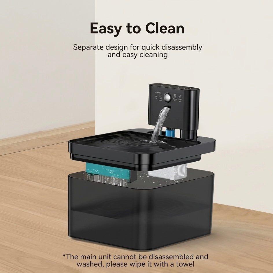 Automatic Cat Water Fountain | 2.2L | Infrared Sensor | USB-C Rechargeable | Quiet | Black