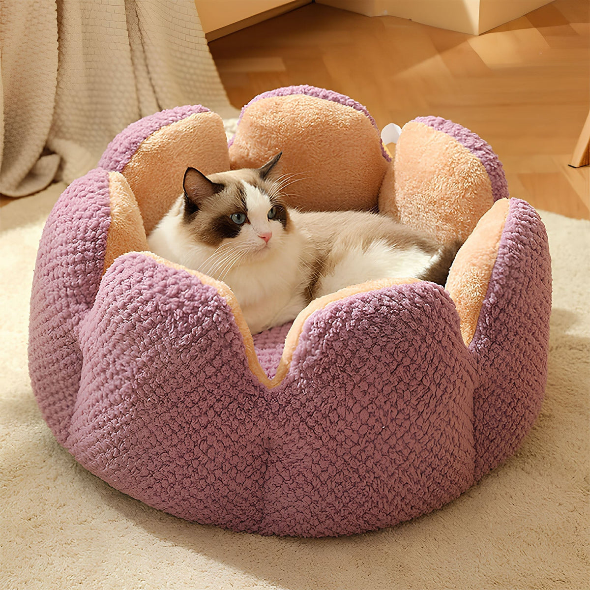 Cactus Pet Bed – Soft Plush with Cozy Enclosed Design for Cats & Small Dogs