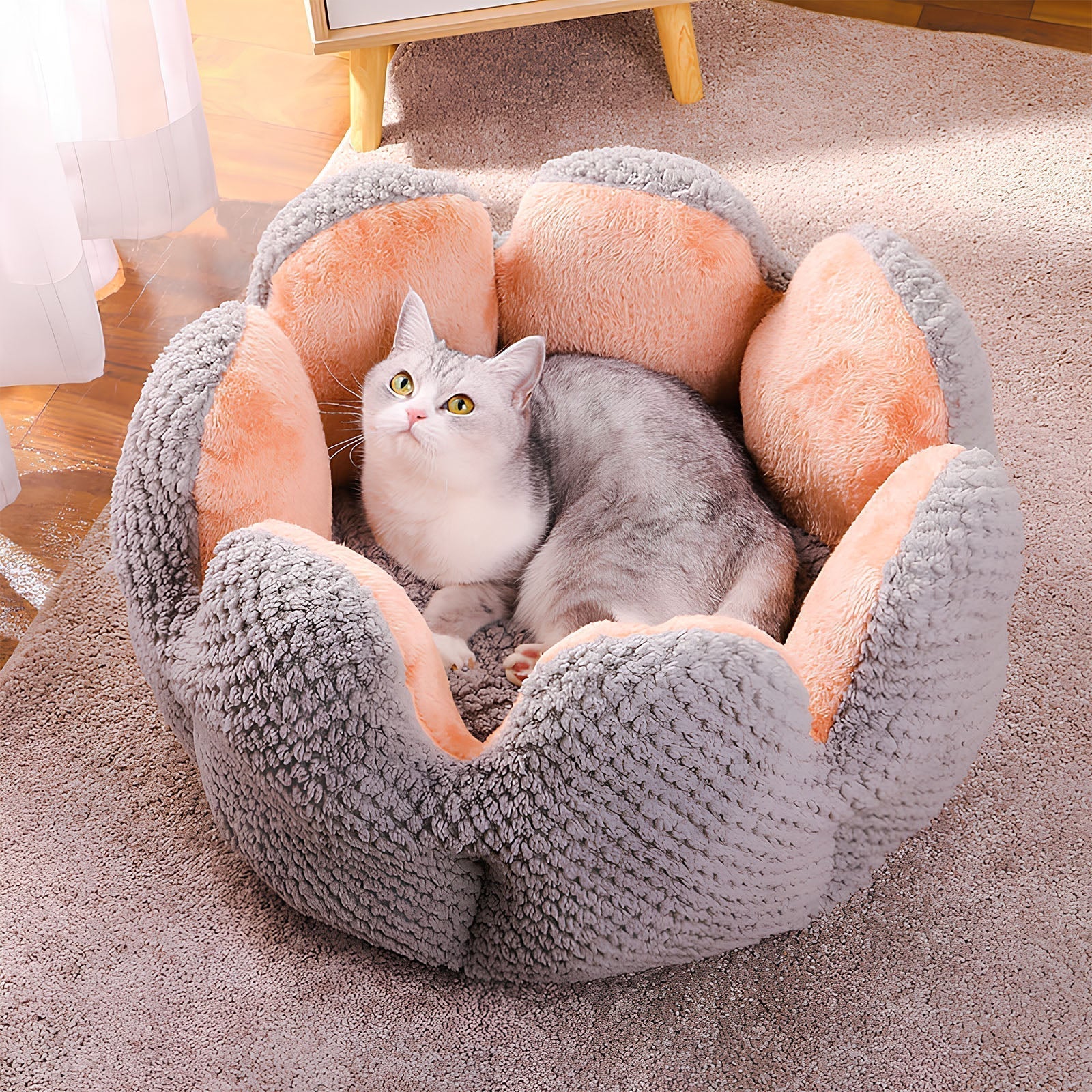 Cactus Pet Bed – Soft Plush with Cozy Enclosed Design for Cats & Small Dogs