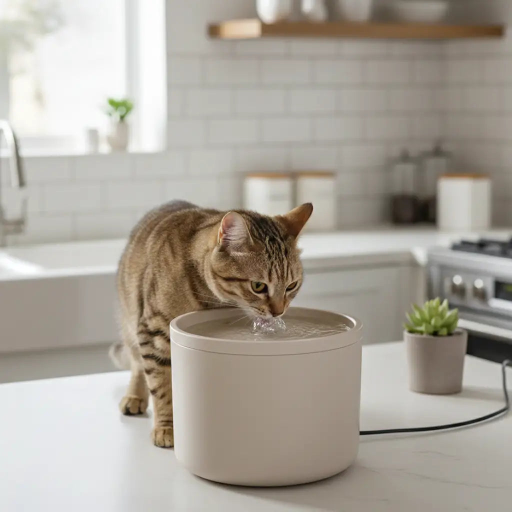 Ceramic Cat Water Fountain – 4-Layer Filtration, Ultra-Silent 20dB & USB Powered