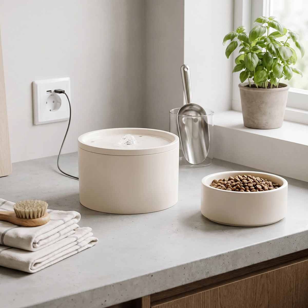 Ceramic Cat Water Fountain – 4-Layer Filtration, Ultra-Silent 20dB & USB Powered