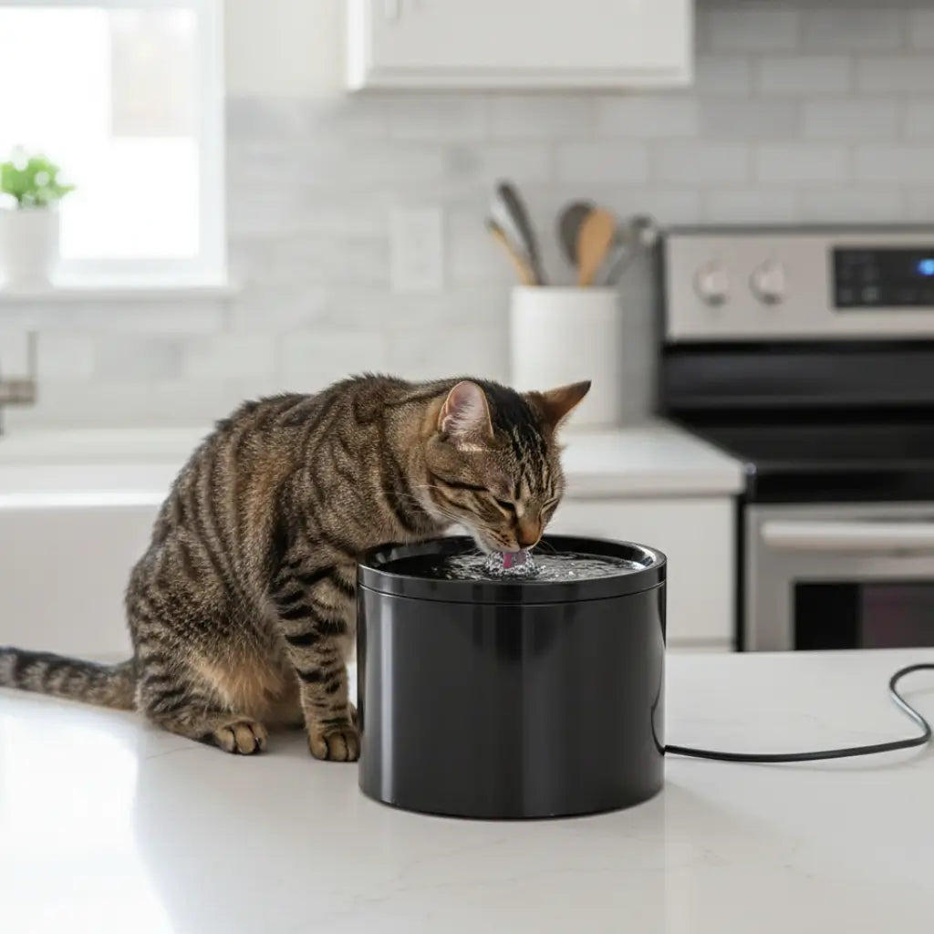 Ceramic Cat Water Fountain – 4-Layer Filtration, Ultra-Silent 20dB & USB Powered