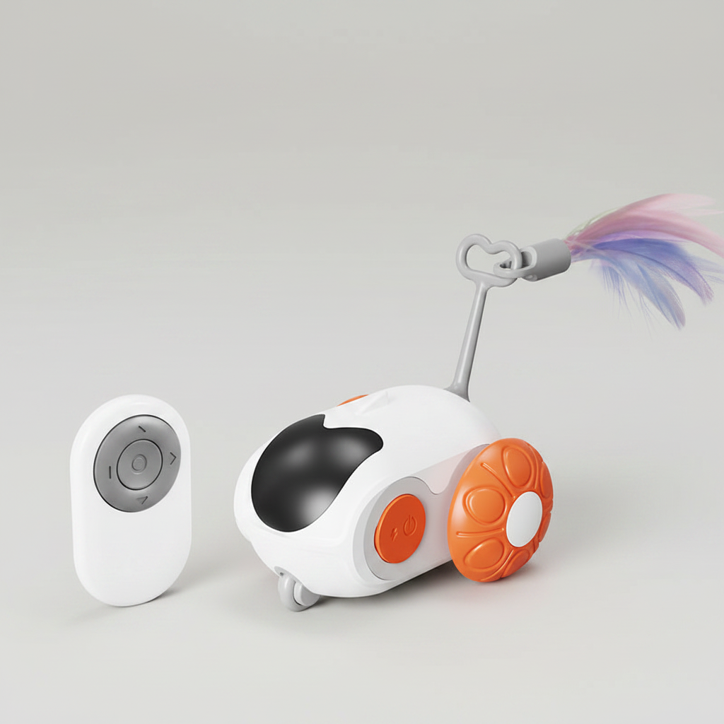 Chase Buddy | Interactive Cat Toy with Remote Control & Feather Wand | Engaging Play for Cats