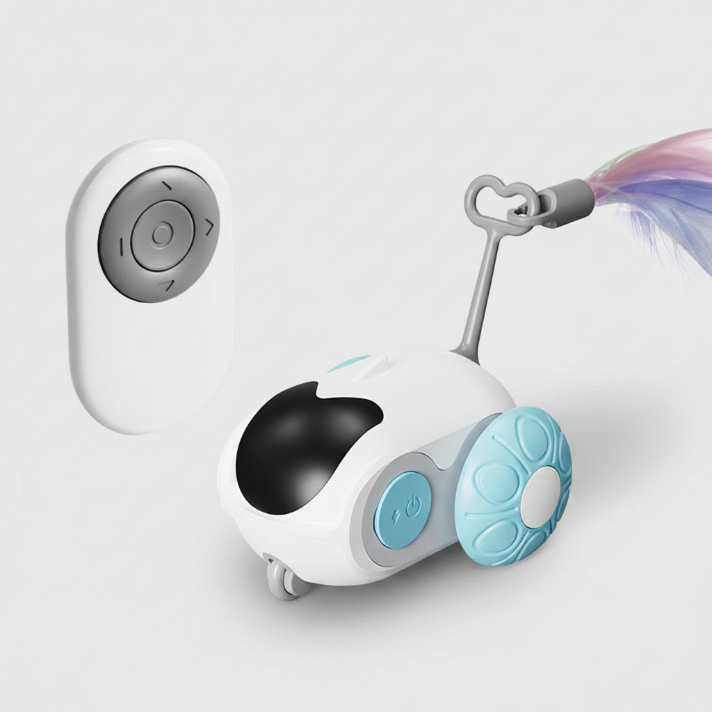 Chase Buddy | Interactive Cat Toy with Remote Control & Feather Wand | Engaging Play for Cats