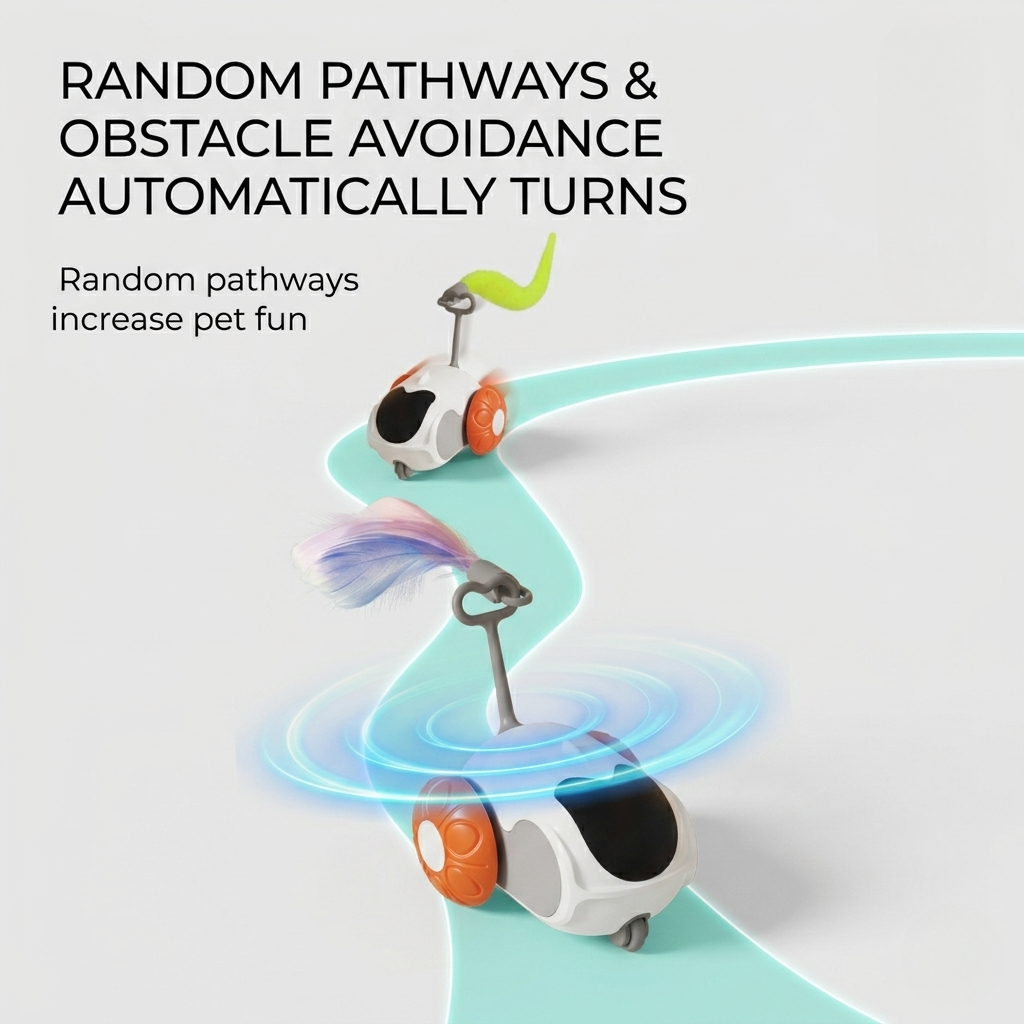 Chase Buddy | Interactive Cat Toy with Remote Control & Feather Wand | Engaging Play for Cats
