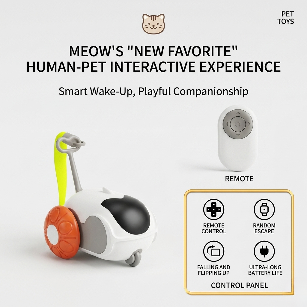 Chase Buddy | Interactive Cat Toy with Remote Control & Feather Wand | Engaging Play for Cats