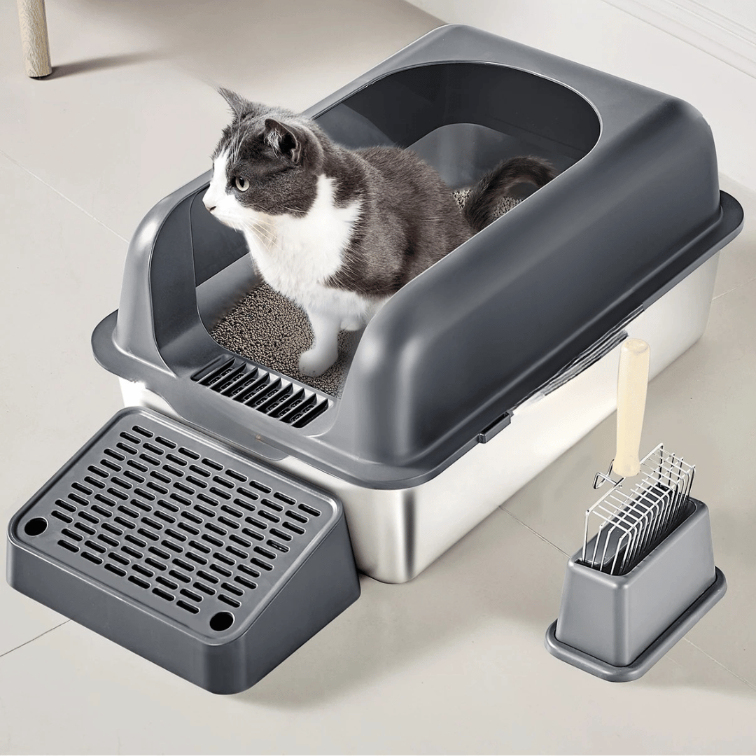 Extra Large Cat Litter Box – High Sides, UV Deodorization & Non-Stick Surface