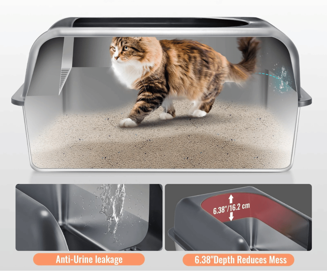 Extra Large Cat Litter Box – High Sides, UV Deodorization & Non-Stick Surface