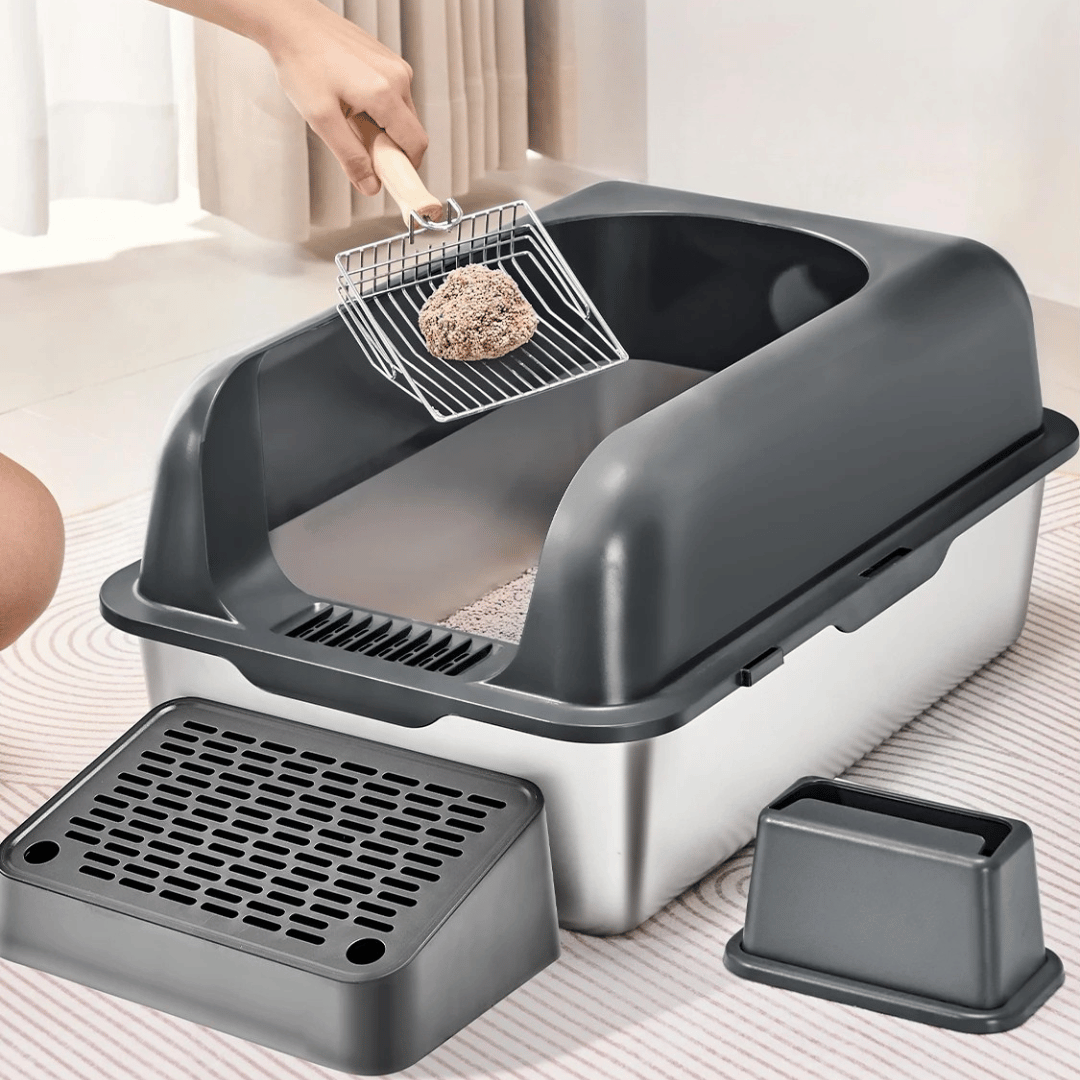 Extra Large Cat Litter Box – High Sides, UV Deodorization & Non-Stick Surface