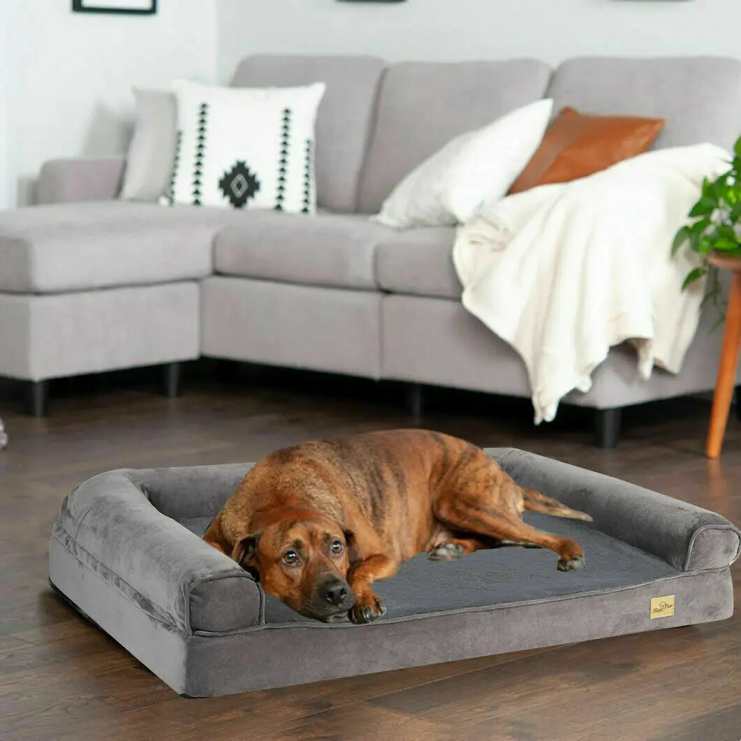 Orthopedic Dog Bed with Bolster & Waterproof Liner