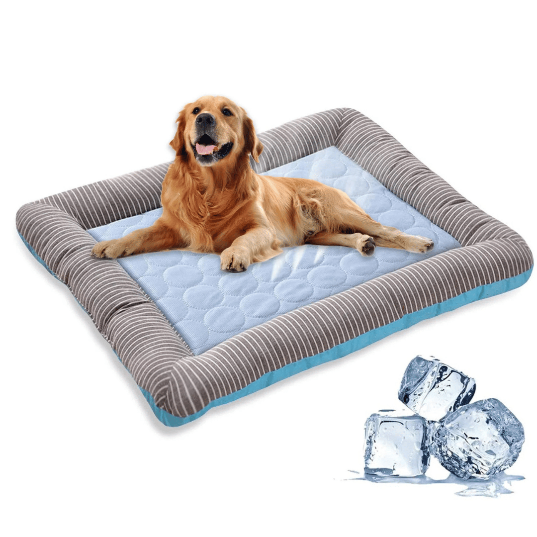 Dog Cooling Mat – Ice Silk & Cotton with Non-Slip Base & Machine Washable