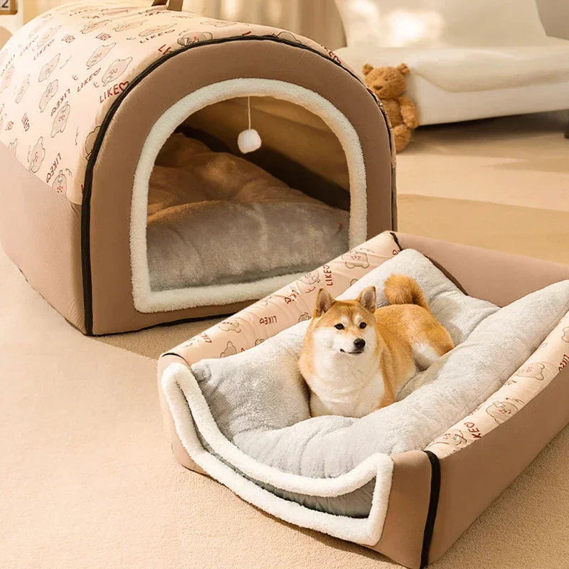 CozyCave | Large Dog Bed with Removable Washable Mat | Warm Shelter for Comfort