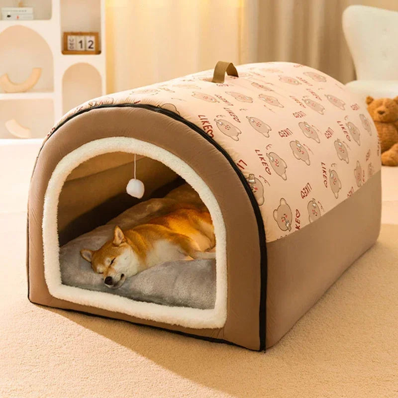CozyCave | Large Dog Bed with Removable Washable Mat | Warm Shelter for Comfort