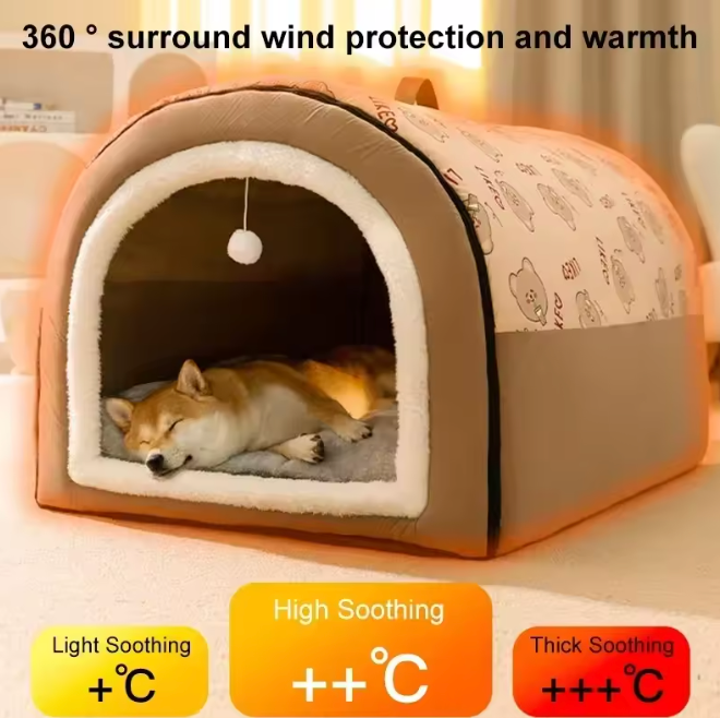 CozyCave | Large Dog Bed with Removable Washable Mat | Warm Shelter for Comfort