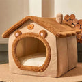 Plush Cat Cave Bed – Enclosed Design for Stress Relief & Cozy Rest