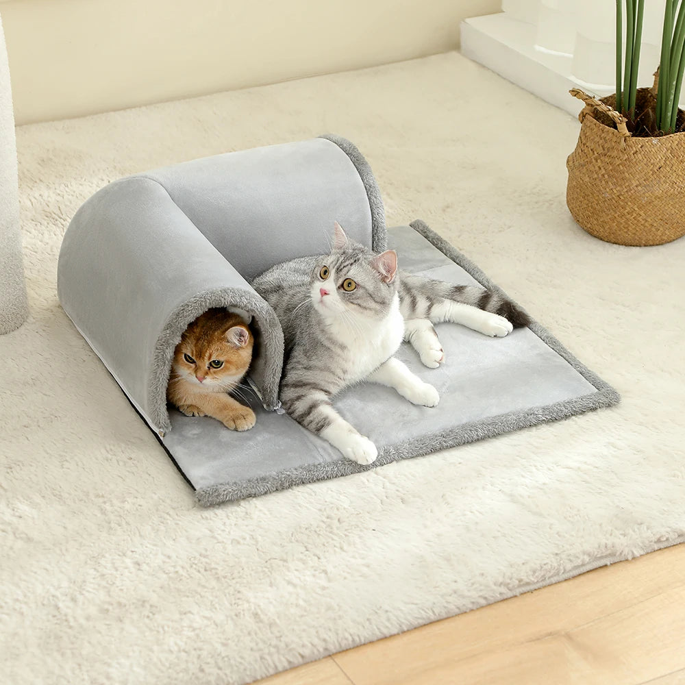 Plush Cat Tunnel Cube Bed – Soft Padded Interior for Sleep & Play
