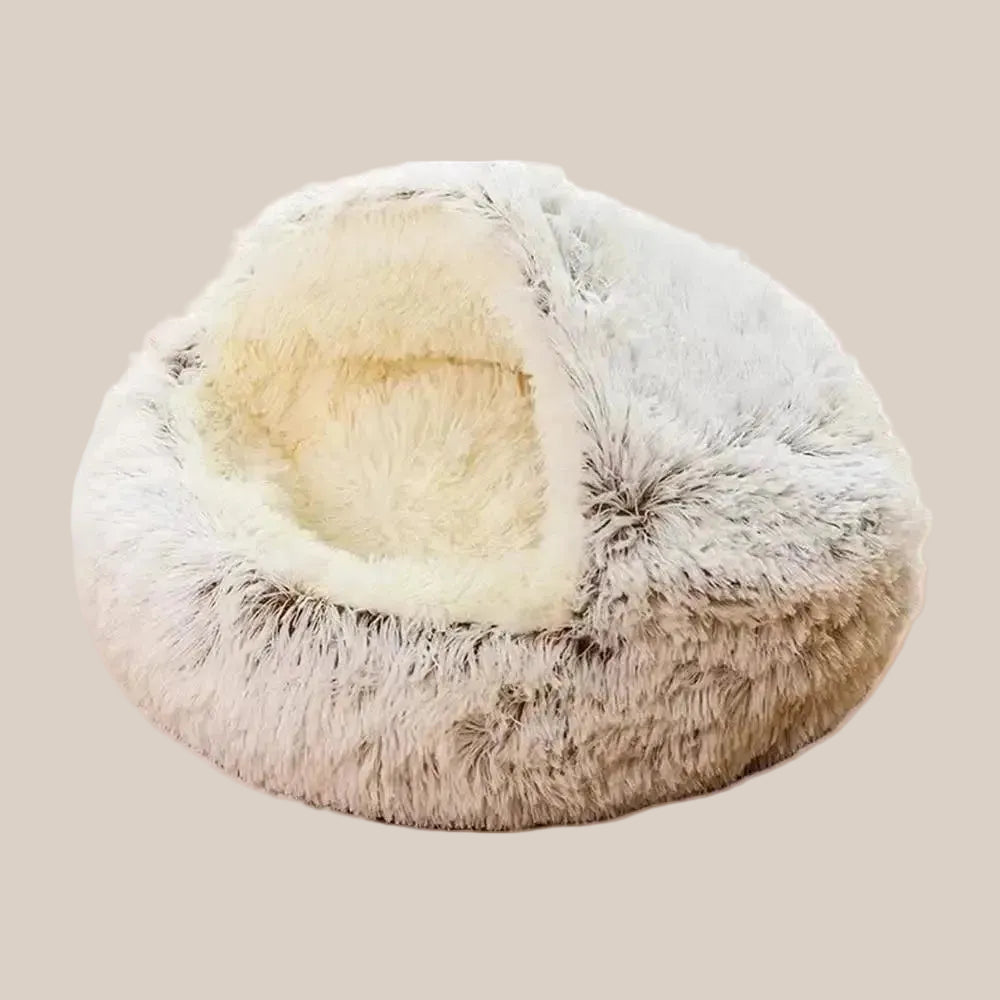 Plush Cat Cave Bed – Semi-Enclosed, Machine Washable & Anti-Slip Base
