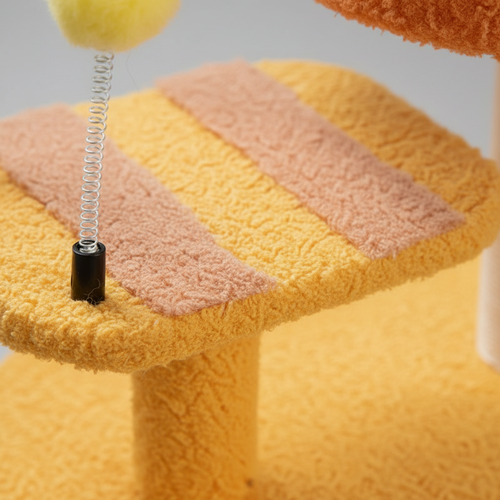 Cat Perch Station – Flower Bowl Perch, Sisal Scratching Post & Spring Ball Toy