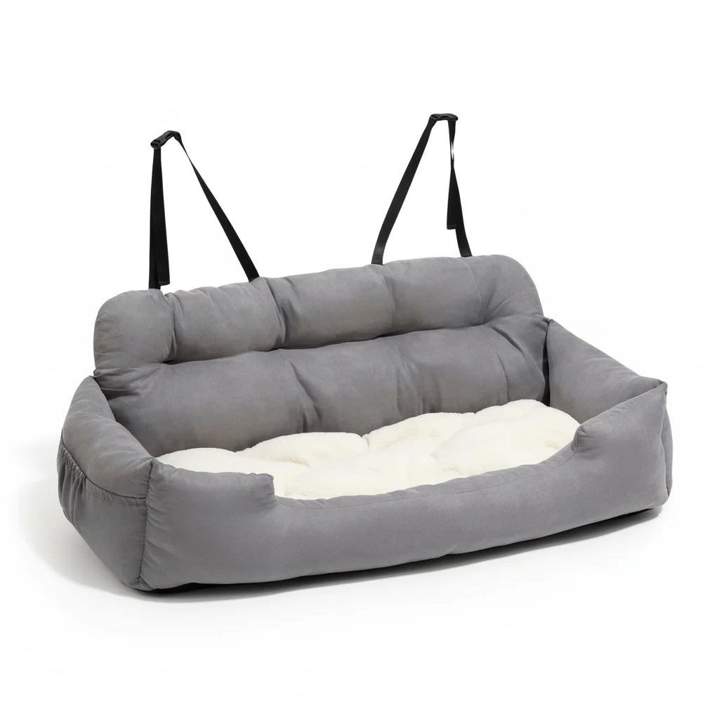 Adjustable Dog Car Seat – Soft Cotton Interior & Safety Straps