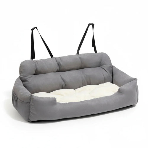Adjustable Dog Car Seat – Soft Cotton Interior & Safety Straps