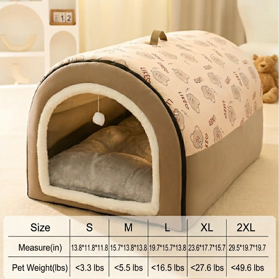 CozyCave | Large Dog Bed with Removable Washable Mat | Warm Shelter for Comfort