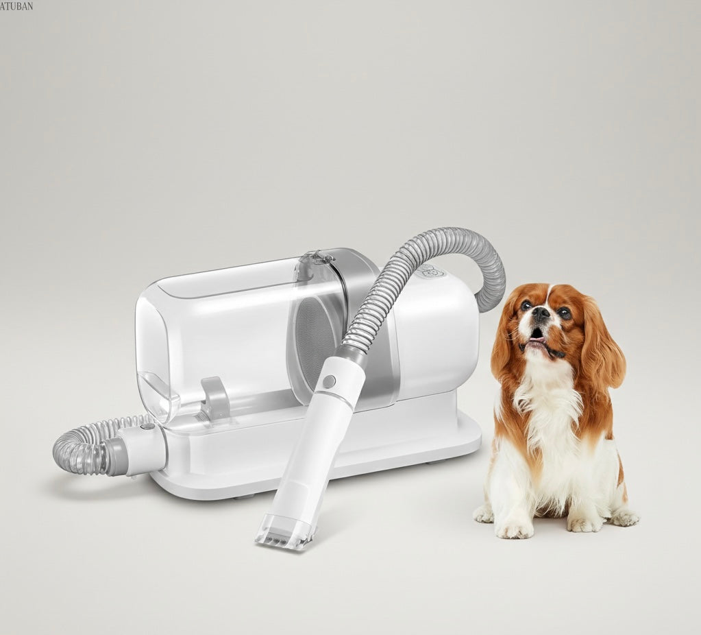 Dog & Cat Grooming Kit with Vacuum | 5 Tools & 4 Combs | 2.3L Container | 60dB | AC Powered