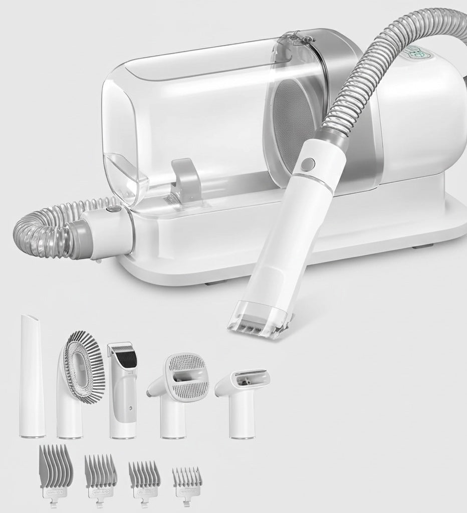 Dog & Cat Grooming Kit with Vacuum | 5 Tools & 4 Combs | 2.3L Container | 60dB | AC Powered